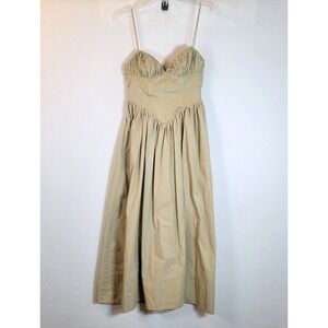 RONNY KOBO Womens Carmine Fit & Flare Milkmaid Midi Dress Size Small Tan Evening